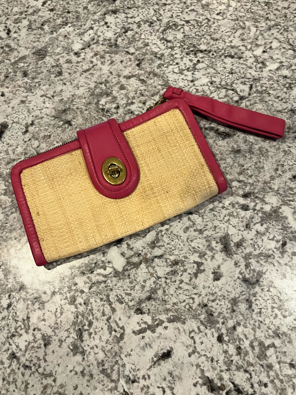 Coach Parker Straw and Leather Clutch